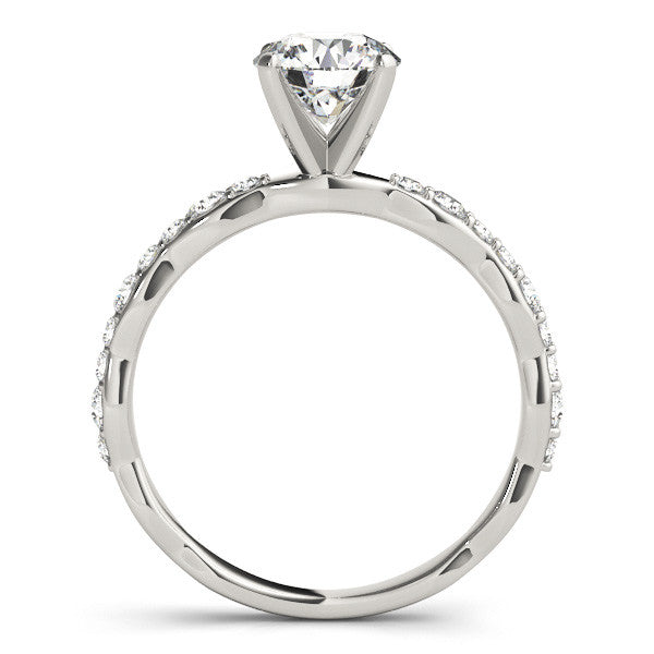 14K White Gold Lab-Grown Round Brilliant Diamond Engagement Ring With Accents - Options Available