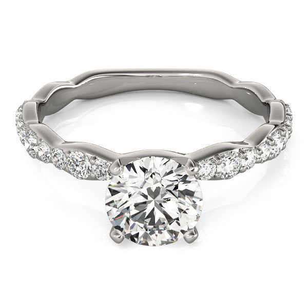 14K White Gold Lab-Grown Round Brilliant Diamond Engagement Ring With Accents - Options Available