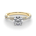 14K Yellow Gold Round Brilliant Diamond Pave Twisted Shank Engagement Ring (1.20ctw)