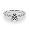 14K White Gold Round Brilliant Diamond Engagement Ring With French Pave Accent Diamonds (1.34ctw) 