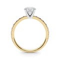 14K Yellow Gold Round Brilliant Diamond Engagement Ring With French Pave Accent Diamonds (1.34ctw) 