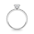 14K White Gold Round Brilliant Diamond Engagement Ring With French Pave Accent Diamonds (1.34ctw) 