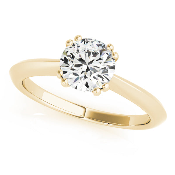 14K Yellow Gold Round Brilliant Double Prong Knife Edge Solitaire Ring (1ct)