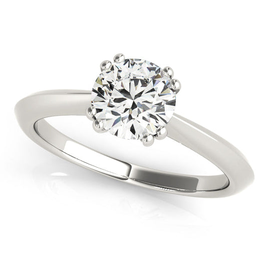 14K White Gold Round Brilliant Double Prong Knife Edge Solitaire Ring (1ct) 