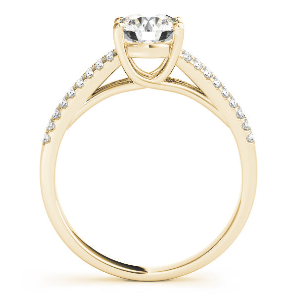 14K Yellow Gold Round Brilliant Diamond Split Shank Pave Accented Engagement Ring (1.15ctw) 