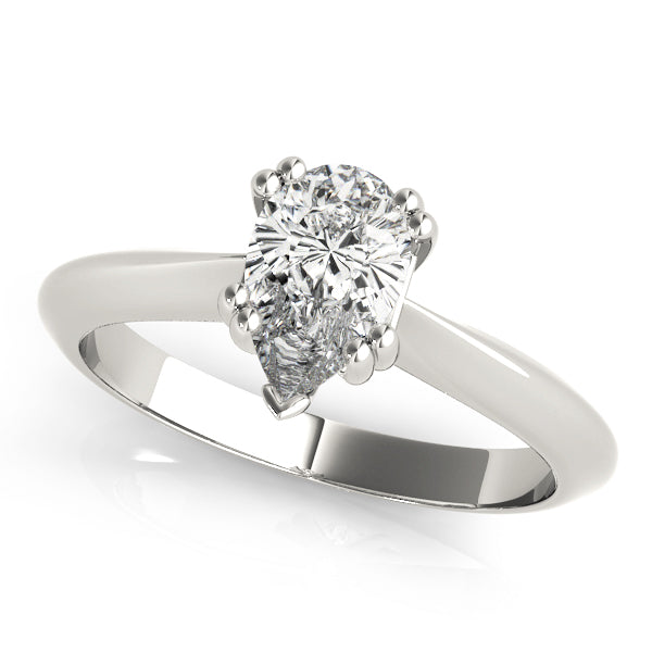 14K White Gold Pear Shape Double Prong Diamond Solitaire Engagement Ring (1ct) 