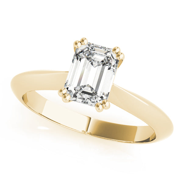 14K Yellow Gold Emerald Cut Double Prong Knife Edge Solitaire Engagement Ring (1ct) 