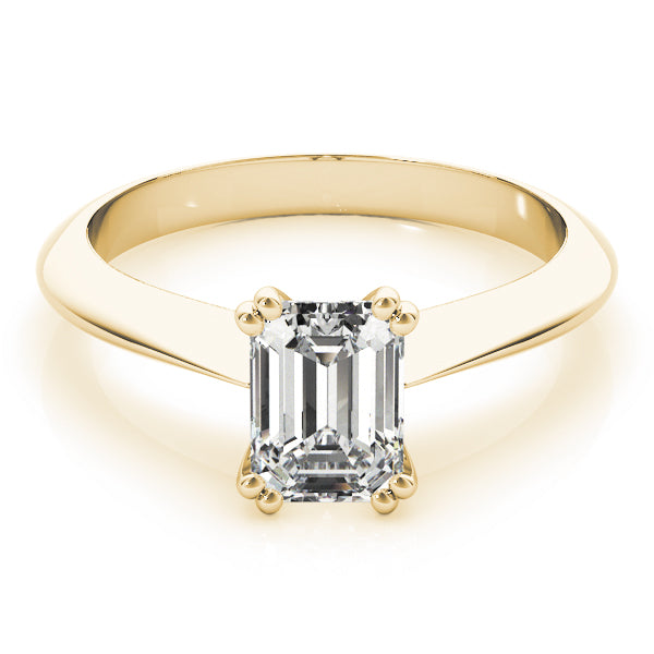 14K Yellow Gold Emerald Cut Double Prong Knife Edge Solitaire Engagement Ring (1ct) 