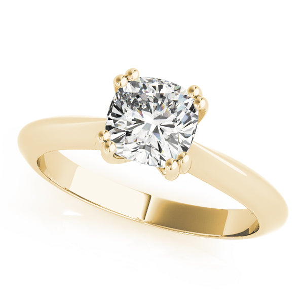 14K Yellow Gold Cushion Cut Double Prong Diamond Solitaire Engagement Ring (1ct) 