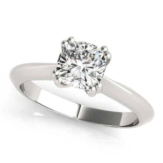 14K White Gold Cushion Cut Double Prong Diamond Solitaire Engagement Ring (1ct) 