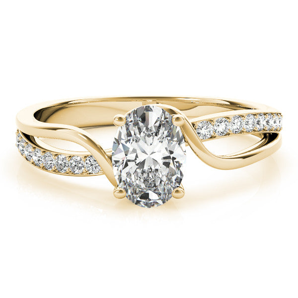 14K Yellow Gold Oval Diamond Bypass Engagement Ring With Channel Diamond Accents (1.15ctw) 