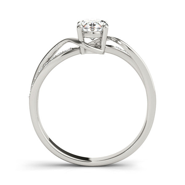 14K White Gold Oval Diamond Bypass Engagement Ring With Channel Diamond Accents (1.15ctw) 