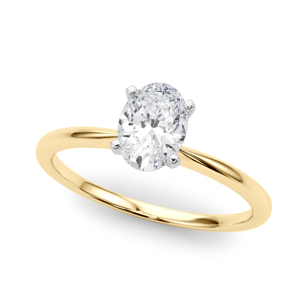 14K Yellow Gold Lab-Grown Oval Cut Diamond Engagement Ring - Options Available