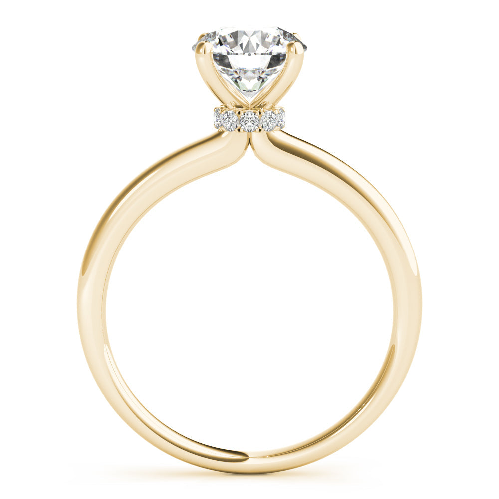 14K Yellow Gold Round Brilliant Hidden Halo Closed Gallery Diamond Engagement Ring (1.10ctw) 