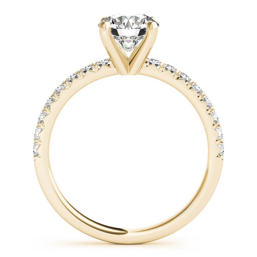 14K Yellow Gold Round Brilliant Diamond Engagement Ring With Pave Shank (1.25ctw)