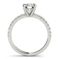 14K White Gold Round Brilliant Diamond Engagement Ring With Pave Shank (1.25ctw)