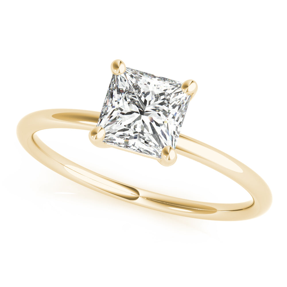 14K Yellow Gold Princess Cut Basket Set Solitaire Diamond Engagement Ring (1ct) 