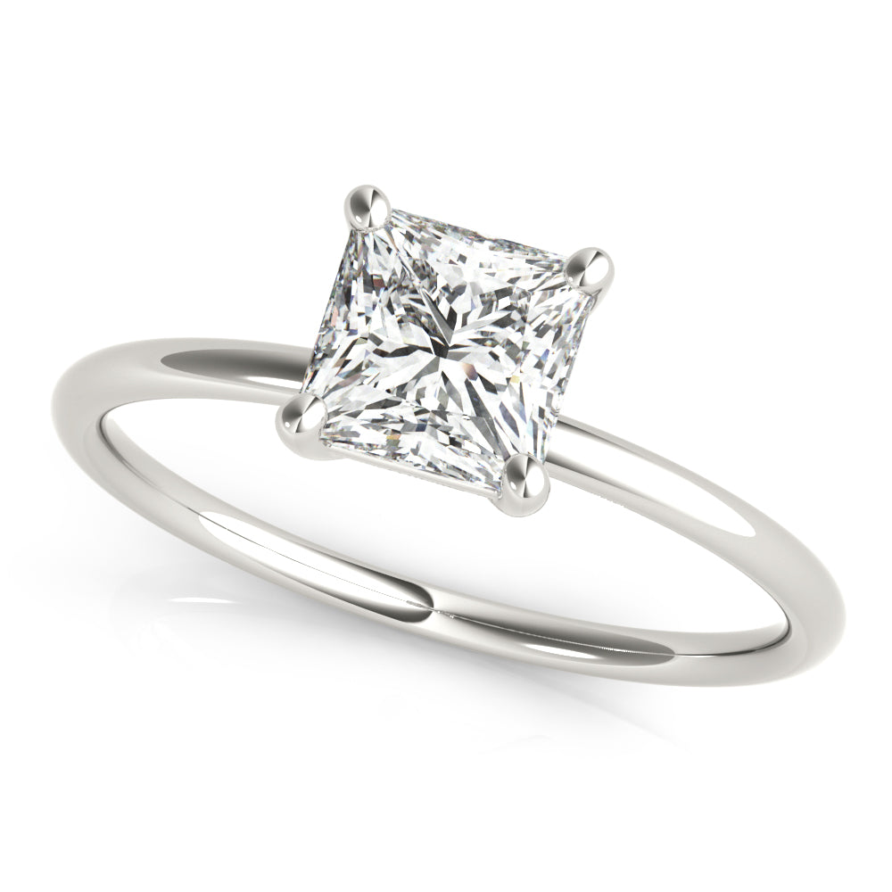 14K White Gold Princess Cut Basket Set Solitaire Diamond Engagement Ring (1ct) 