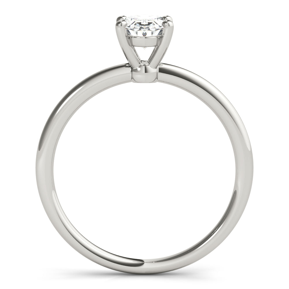 14K White Gold Oval Diamond Basket Set Solitaire Engagement Ring (1ct) 