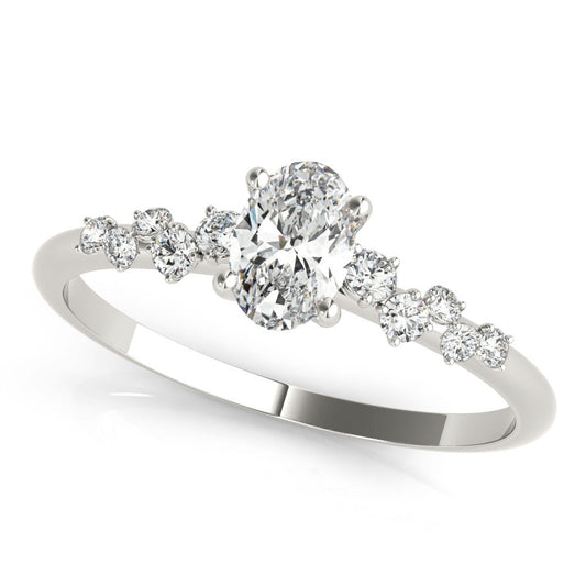 14K White Gold Lab-Grown Oval Diamond Engagement Ring With Accents - Options Available