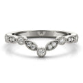 14K White Gold Round Brilliant Diamond Scalloped Curved Wedding Ring (.15ctw) 