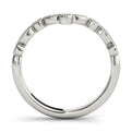 14K White Gold Round Brilliant Diamond Scalloped Curved Wedding Ring (.15ctw) 