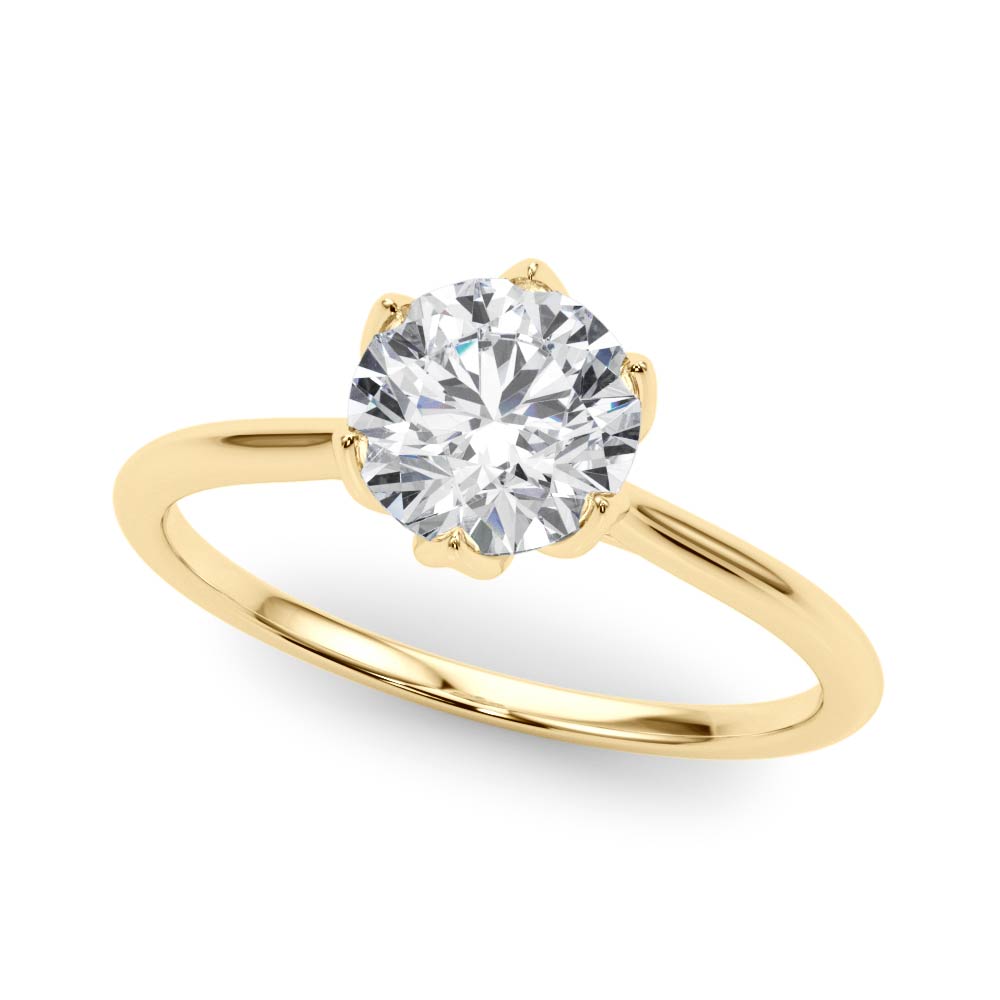 14K Yellow Gold Round Brilliant Diamond Tulip Head 6 Prong Solitaire Engagement Ring (1ct)