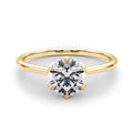 14K Yellow Gold Round Brilliant Diamond Tulip Head 6 Prong Solitaire Engagement Ring (1ct)