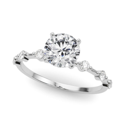 14K White Gold Lab-Grown Round Brilliant Diamond Scattered Diamond Engagement Ring