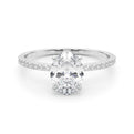 14K White Gold Lab-Grown Oval Diamond Hidden Halo Engagement Ring - Options Available