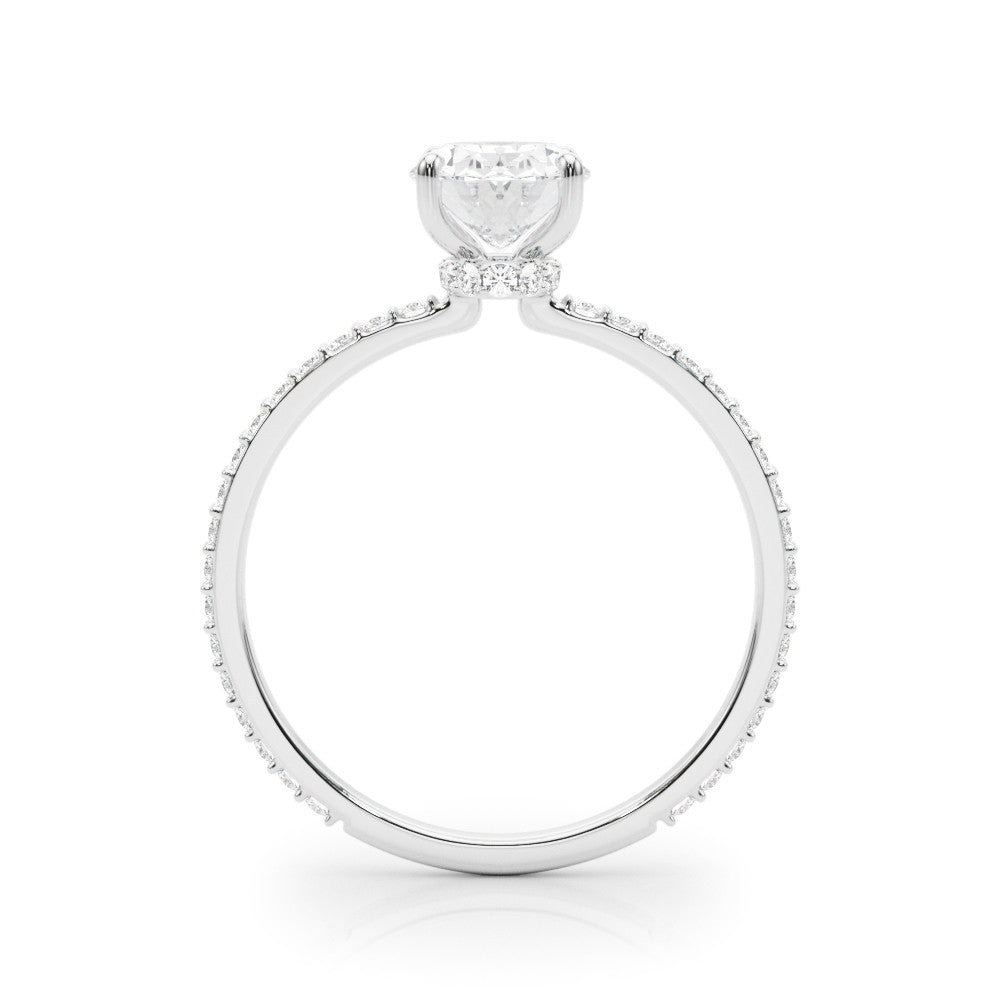 14K White Gold Lab-Grown Oval Diamond Hidden Halo Engagement Ring - Options Available