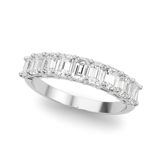 14K White Gold Emerald Cut Diamond Basket Set Wedding Ring (1.20ctw)