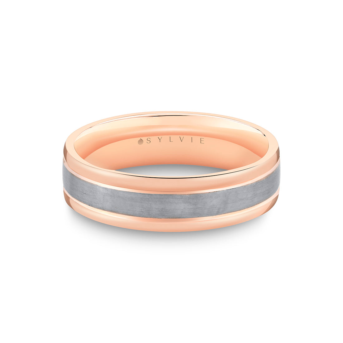 Heritage Two Tone Mens Band with Brushed Grey Gold - Luis