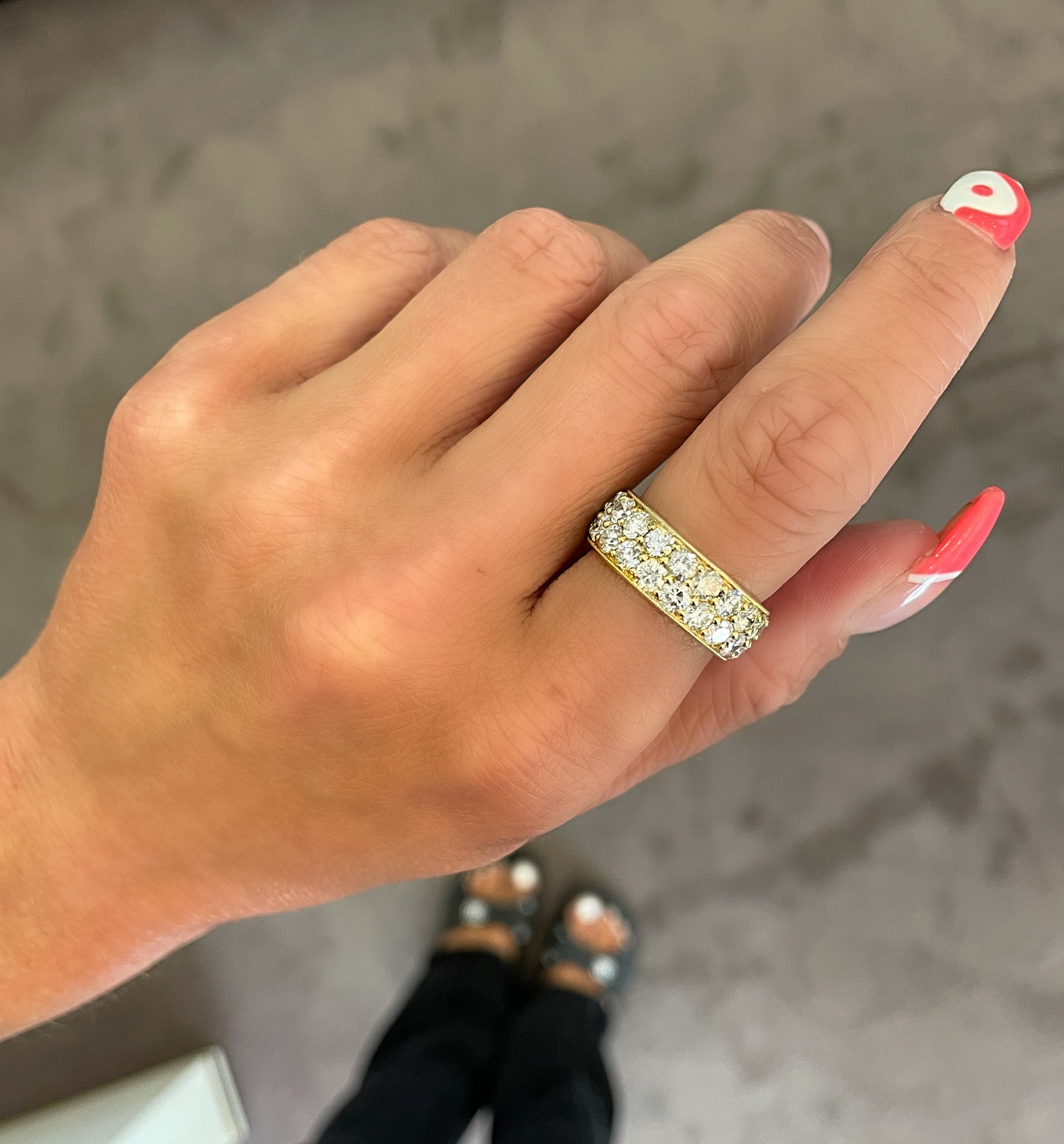 14K Yellow Gold Two Row Diamond Pave Ring (3.53ctw)
