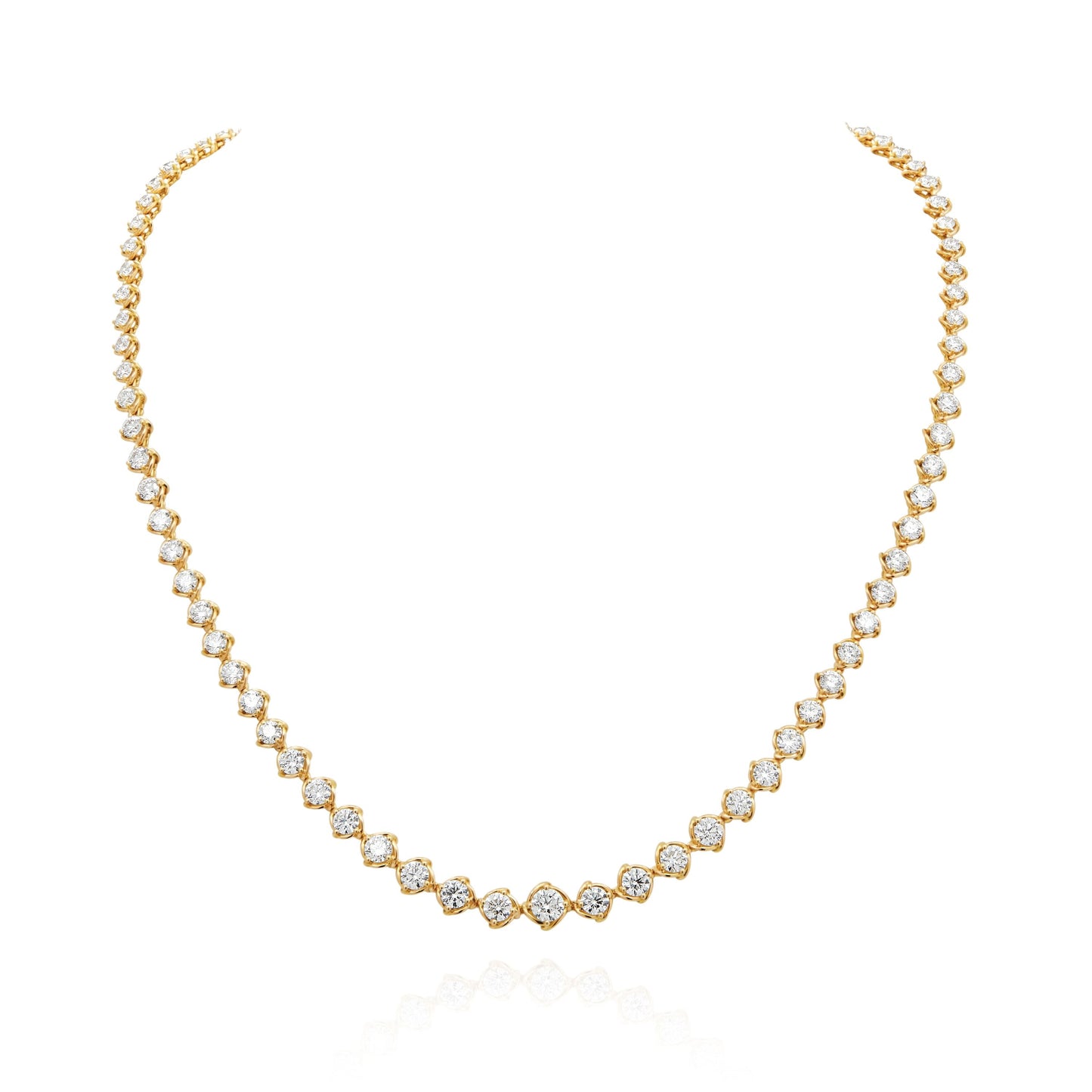 14K Yellow Gold Floral Inspired Diamond Riviera Necklace 