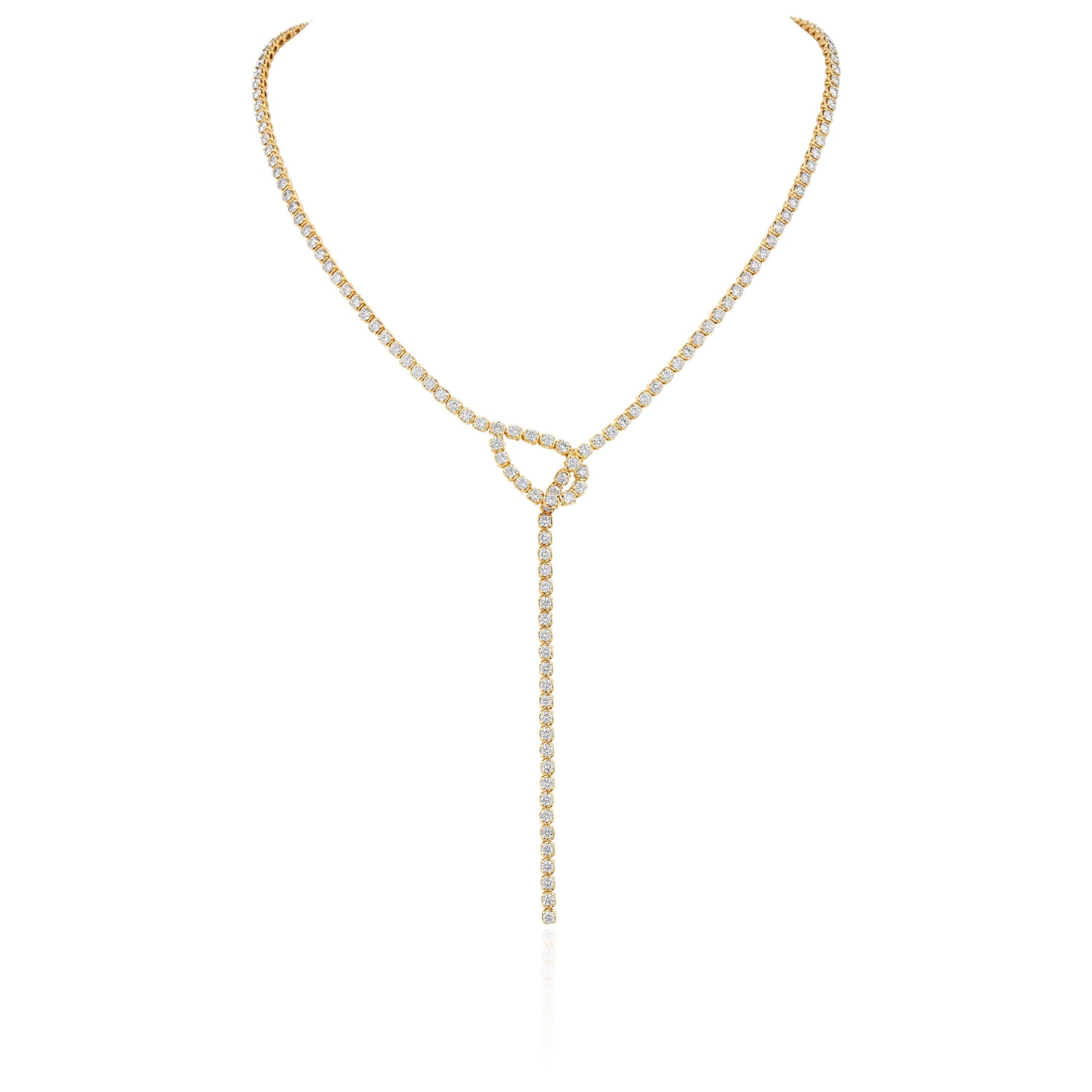 14K Yellow Gold Diamond Lariat Necklace