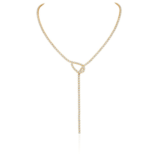 14K Yellow Gold Diamond Lariat Necklace