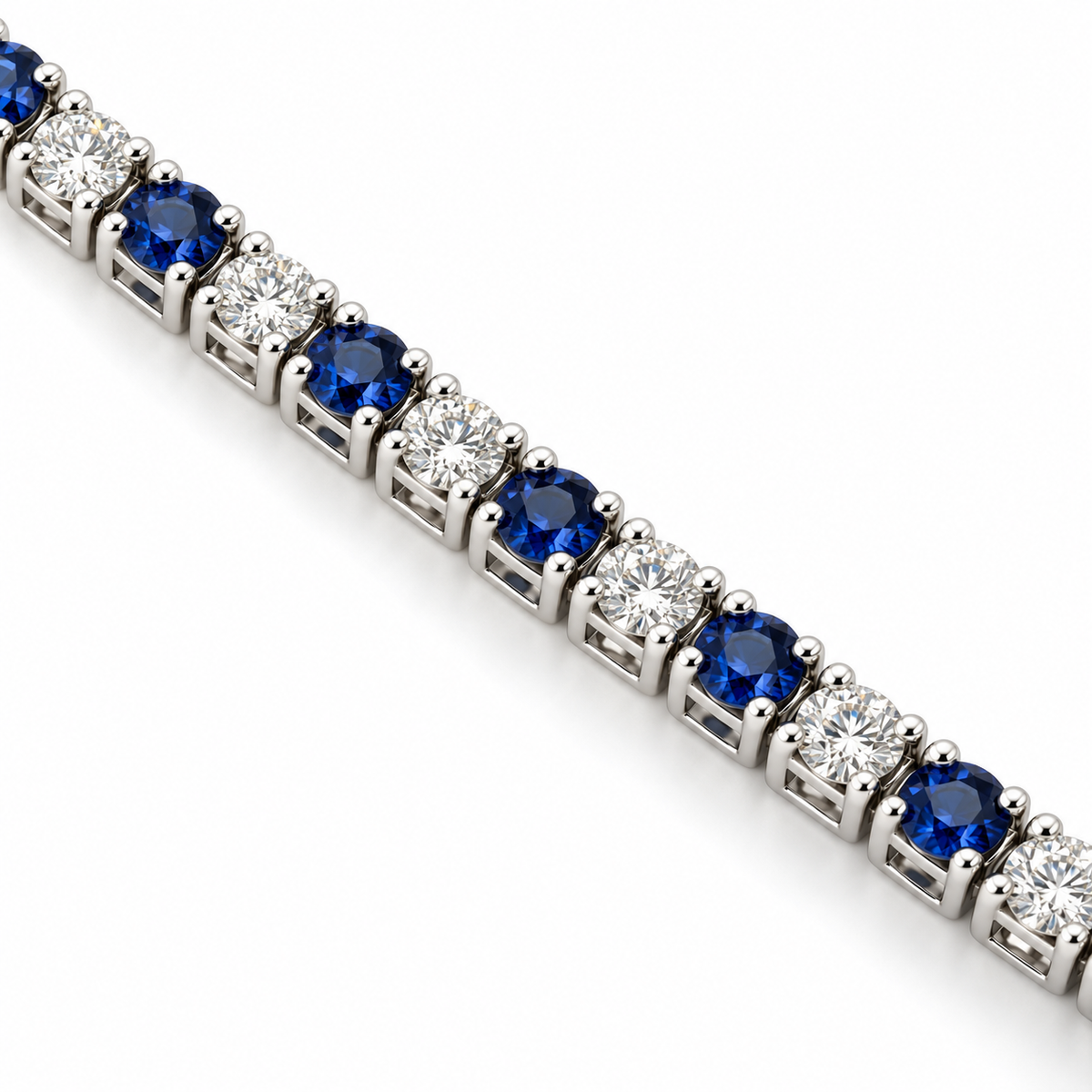4.72ctw Blue Sapphire & 5.56ctw Diamond Tennis Bracelet in 14K White Gold