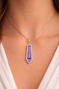 14K Rose Gold Amethyst And Diamond Halo Pendant