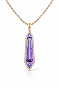 14K Rose Gold Amethyst And Diamond Halo Pendant