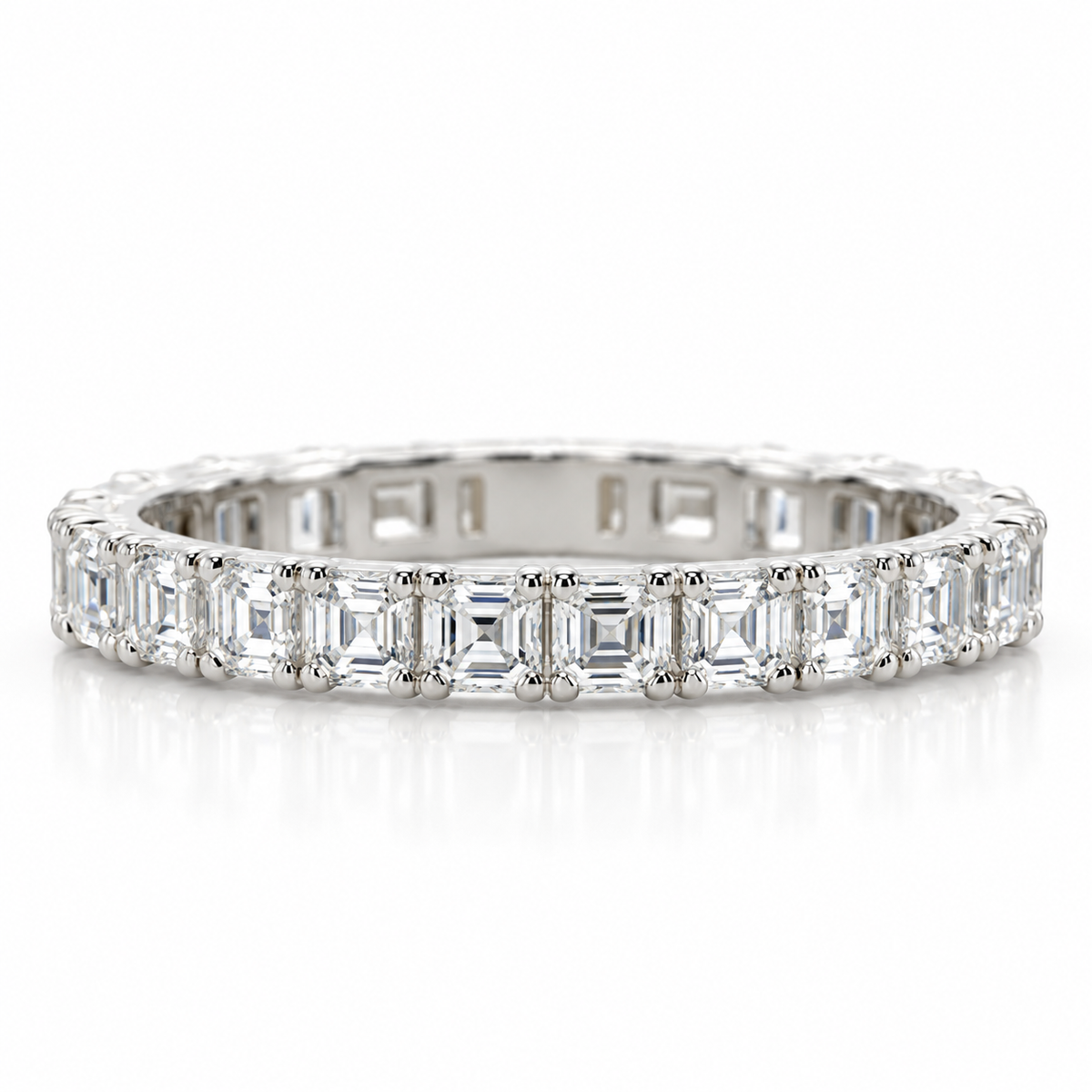 1.30ctw Asscher-Cut Diamond Eternity Band in 14K White Gold