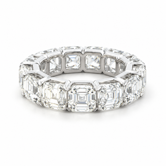 10.91 CTW Asscher Cut Lab Grown Diamond Eternity Band in 18K White Gold