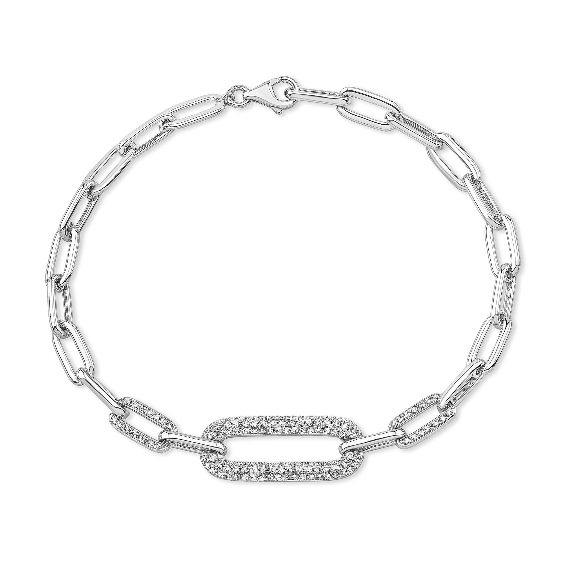 14K White Gold Pave Diamond Paperclip Bracelet (.47ctw)