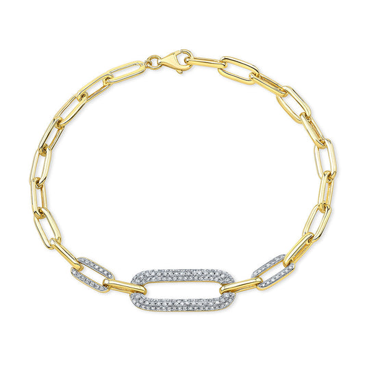 14K Yellow Gold Pave Diamond Paperclip Bracelet (.47ctw)