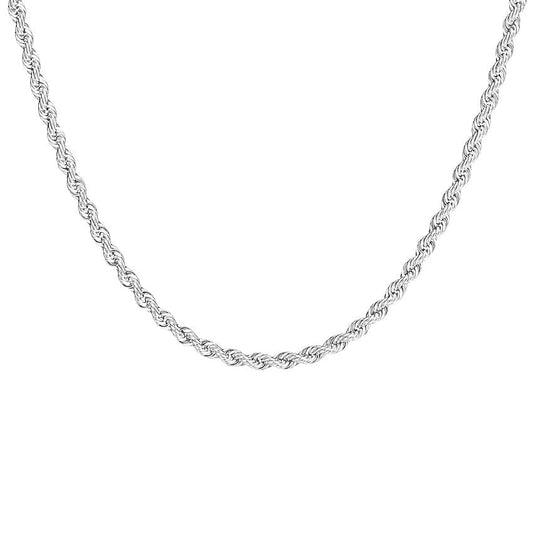 14K White Gold Cut Rope Chain (20")