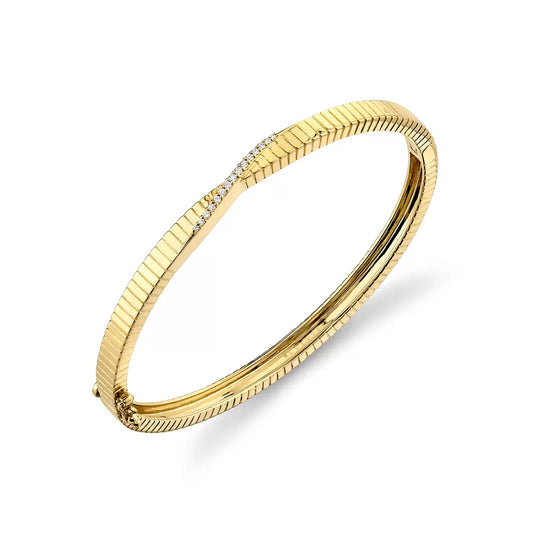14K Linéaire Fine Line Crossover Diamond Bangle