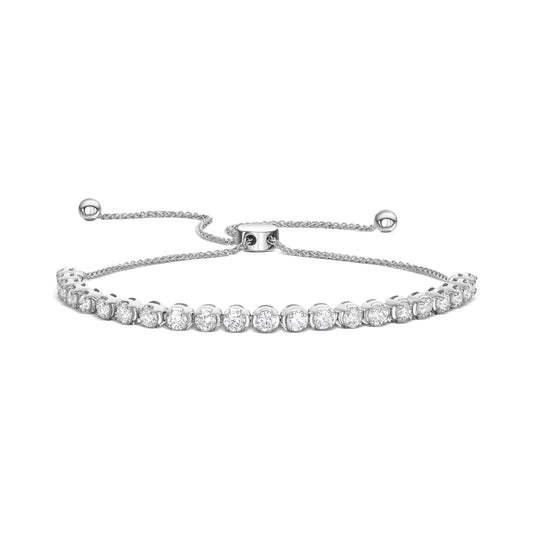 14K White Gold Lab-Grown Diamond Bolo Bracelet (1.50ctw)