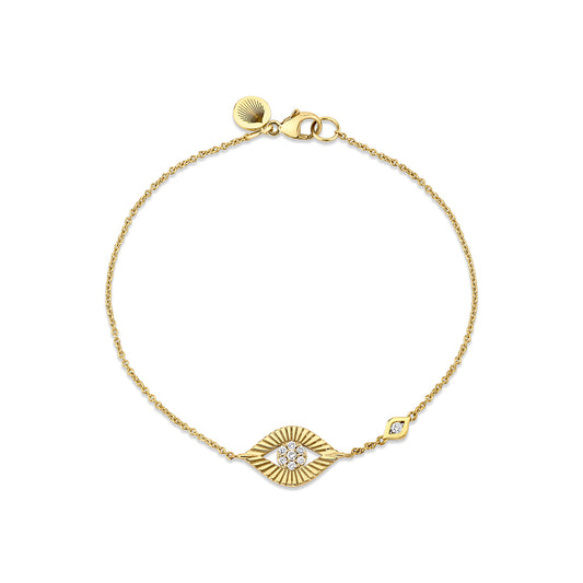 14K Linéaire Fine Line Evil Eye Diamond Bracelet