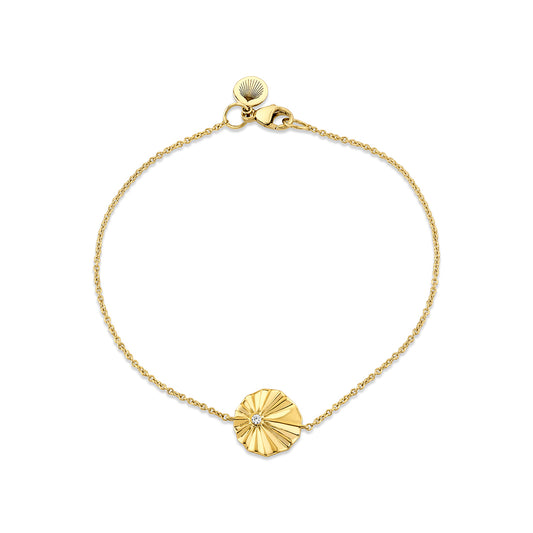 14K Linéaire Sculpted Medallion Pendant Bracelet