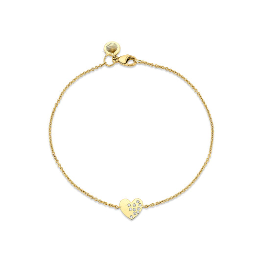 14K Éternelle Small Scattered Diamond Heart Bracelet